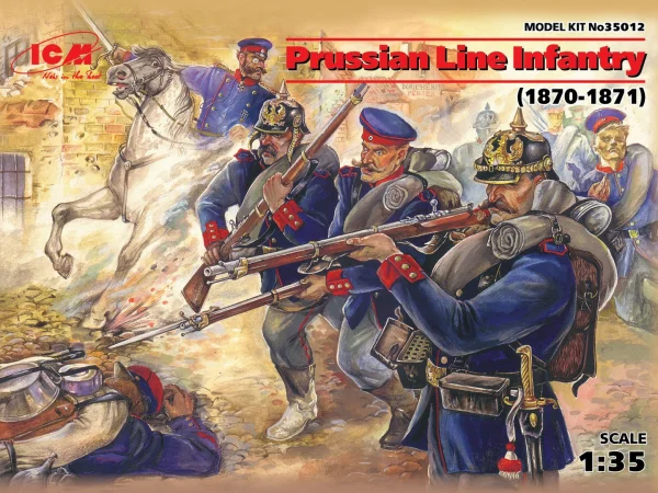 Prussian Line Infantry (1870-1871) (4 figures - officer on horse - 3 soldiers)