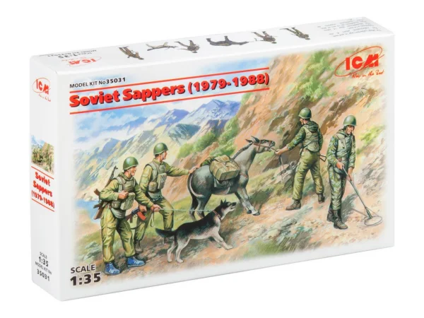 Soviet Sappers (1979-1988) (4 figures - 3 soldiers - 1 sapper - donkey figure - dog figure)