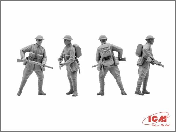 British Infantry (1917-1918) (4 figures - 1 officer - 3 soldiers)