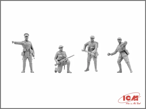 British Infantry (1917-1918) (4 figures - 1 officer - 3 soldiers)