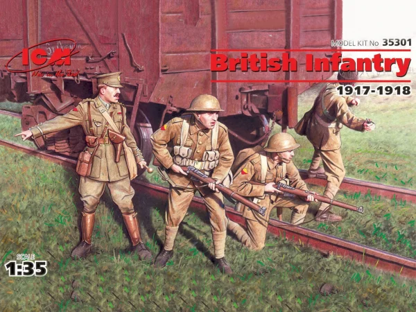 British Infantry (1917-1918) (4 figures - 1 officer - 3 soldiers)