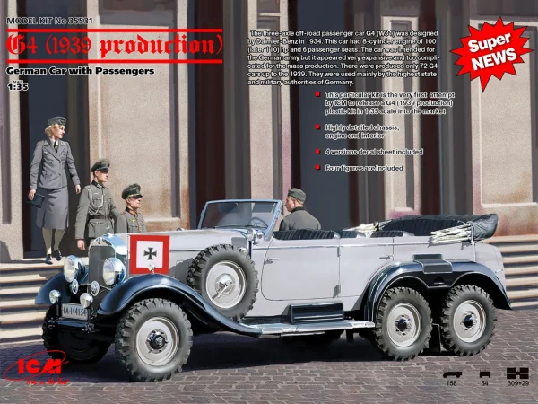G4 (1939 production) - German Car with Passengers (4 figures)