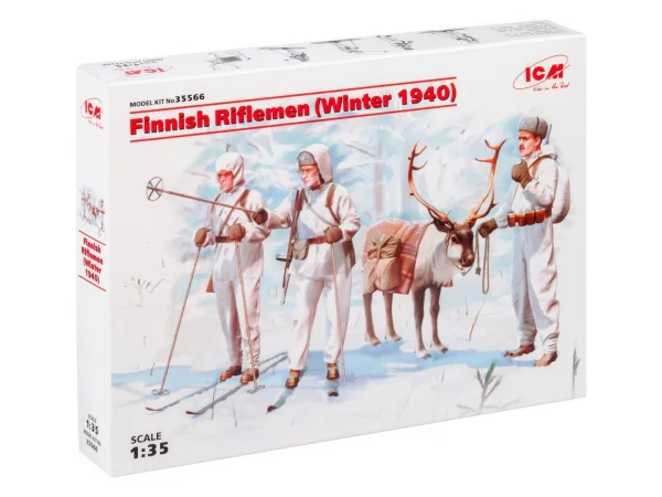Finnish Riflemen (Winter 1940) (4 figures - 3 rifleman - 1 reindeer)