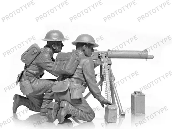 WWII British Vickers MG Crew (Vickers MG & 2 figures)