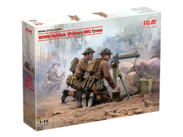 WWII British Vickers MG Crew (Vickers MG & 2 figures)