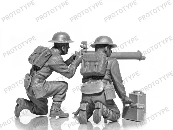 WWII British Vickers MG Crew (Vickers MG & 2 figures)