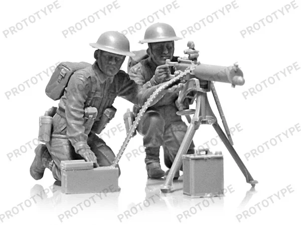 WWII British Vickers MG Crew (Vickers MG & 2 figures)