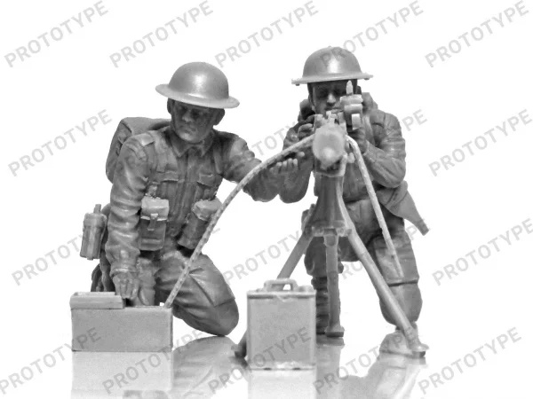 WWII British Vickers MG Crew (Vickers MG & 2 figures)
