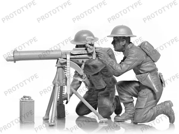 WWII British Vickers MG Crew (Vickers MG & 2 figures)