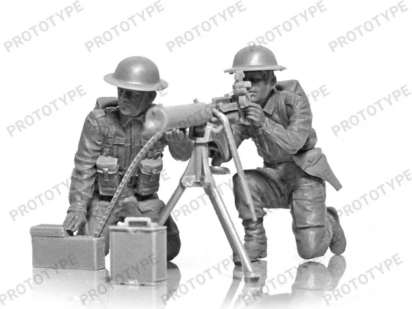 WWII British Vickers MG Crew (Vickers MG & 2 figures)