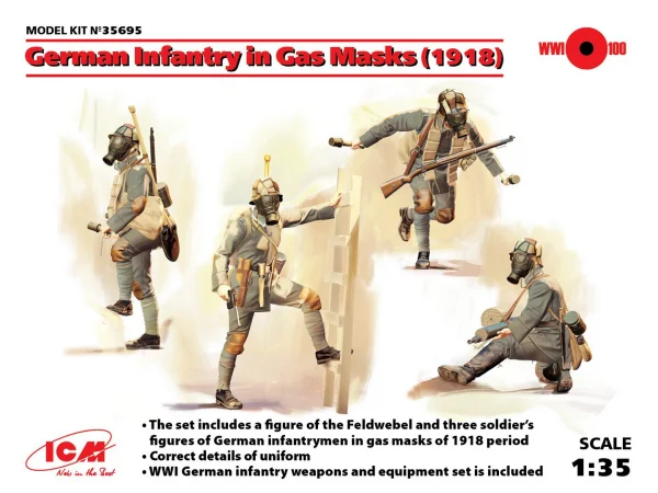 German Infantry in Gas Masks (1918) (4 figures)