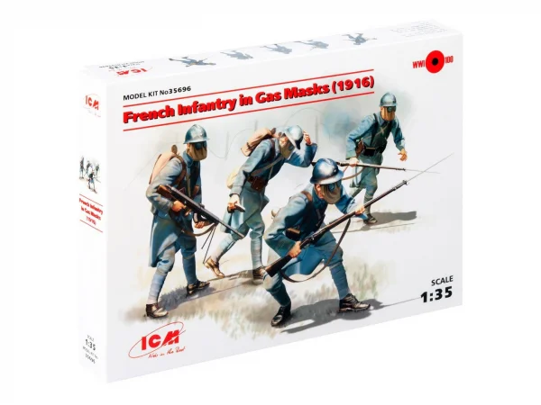 French Infantry in Gas Masks (1918) (4 figures)