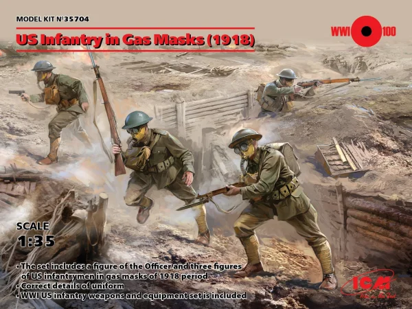 US Infantry in Gas Masks (1918) (4 figures)