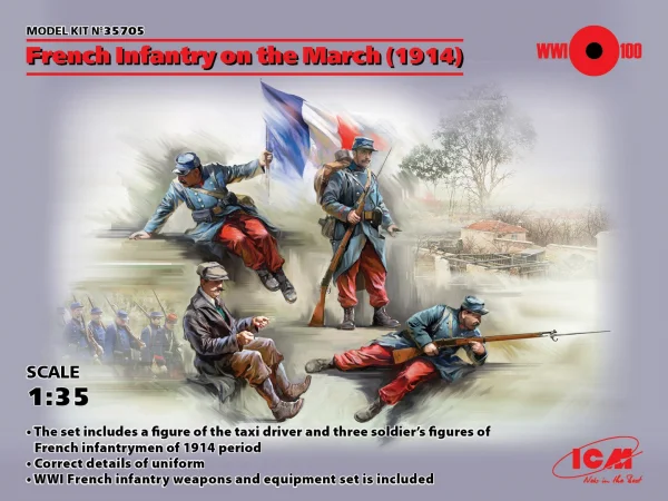 French Infantry on the march (1914) (4 figures)