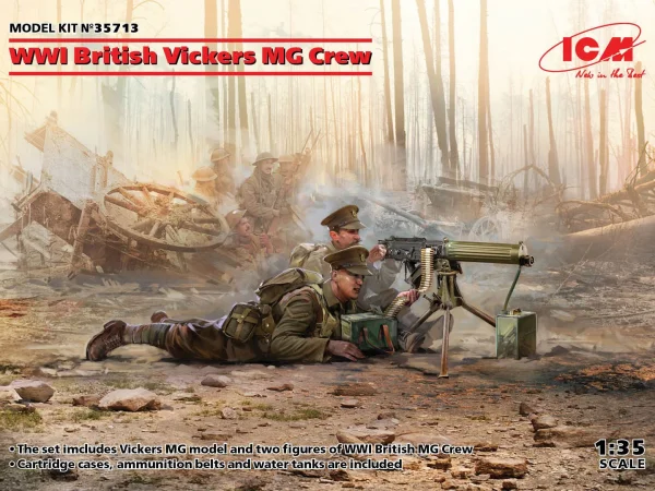 WWI British Vickers MG Crew (Vickers MG & 2 figures)