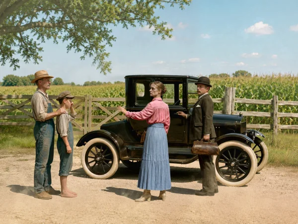 ‘Doctor on Call’ 1918 Model T Car with 4 Figures — image 1 of 9