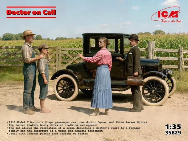 ‘Doctor on Call’ 1918 Model T Car with 4 Figures — image 2 of 9
