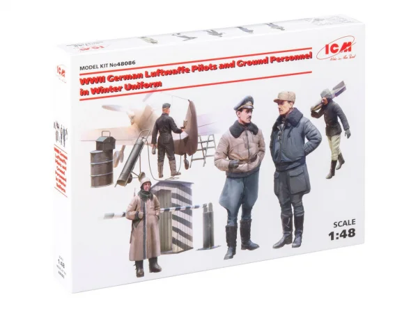 WWII German Luftwaffe Pilots and Ground Personnel in Winter Uniform (5 figures)