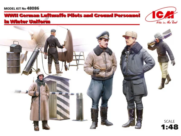 WWII German Luftwaffe Pilots and Ground Personnel in Winter Uniform (5 figures)