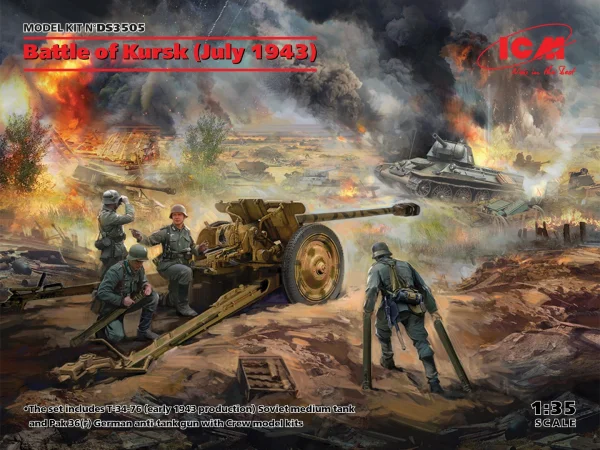 Battle of Kursk (July 1943) (T-34-76 (early 1943) - Pak 36(r ) with Crew (4 figures) — image 2 of 3