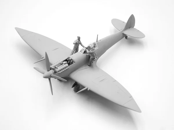 WWII RAF Airfield Diorama Set with 7 Figures & 2 Spitfires