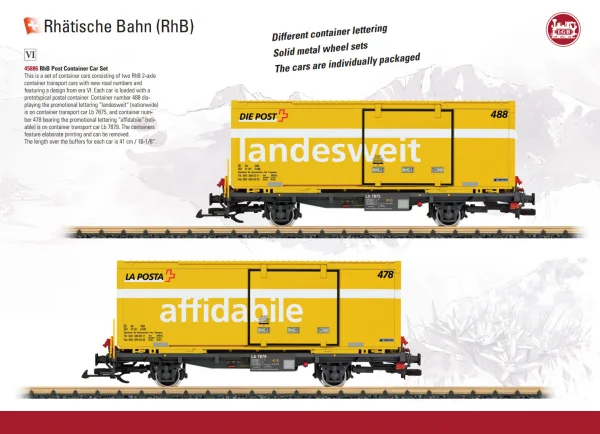 LGB RhB Post Container Car Set