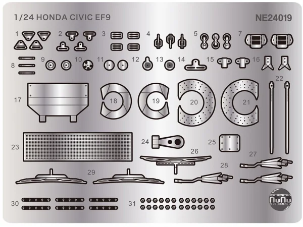 Etching Details Parts Honda Civic Ef9