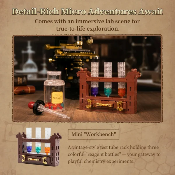Retro Microscope with Accessories Set - 1107 pcs