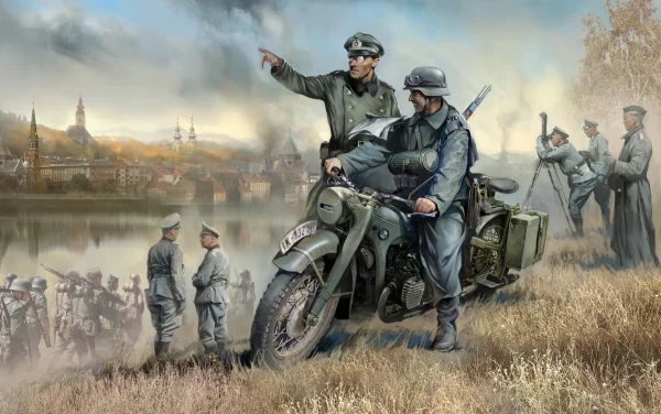 Zvesda German WW2 R12 Motorcyle 2 Figures