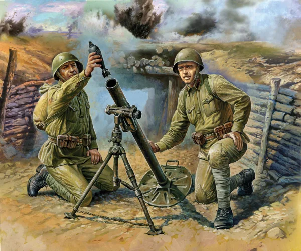 Zvesda Soviet 82-mm Mortar With Crew