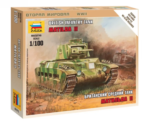 Zvesda 1:100 British Matilda WWII Tank — image 1 of 8