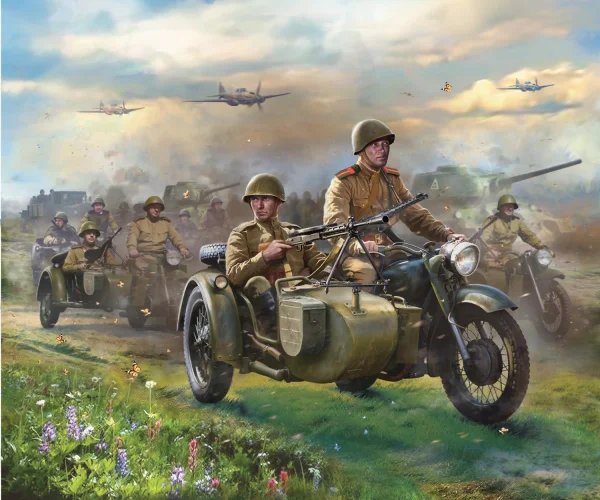 Zvesda Soviet M-72 Sidecar Motorcyle W/Car