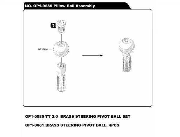 Hobao Hyper TT2.0 Brass Steering Pivot Ball (4) — image 2 of 2
