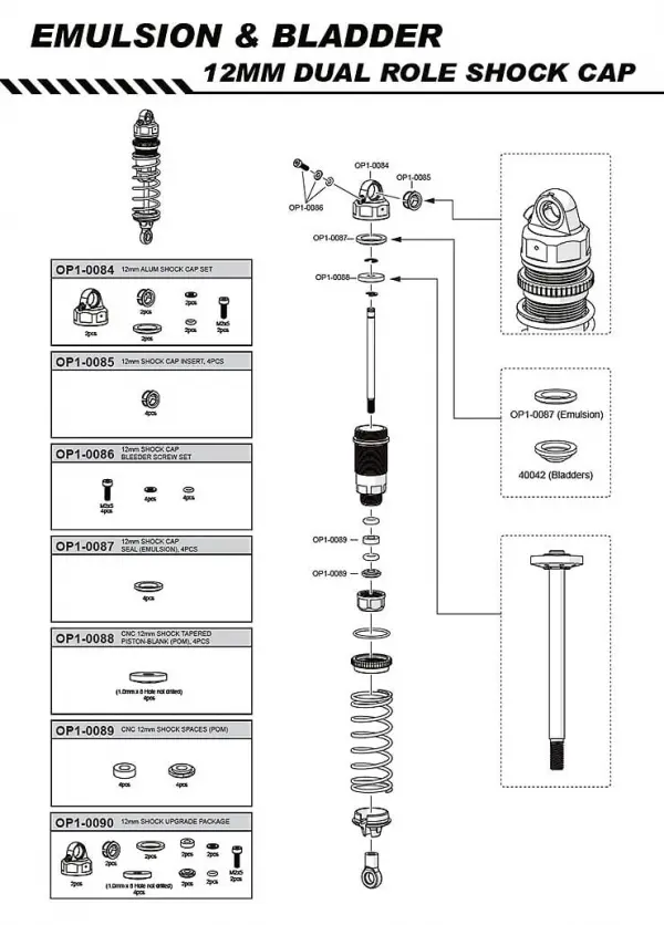 Hobao Hyper Tt2E/Sc2E 12mm Aluminium Shock Cap Set (2) — image 4 of 4