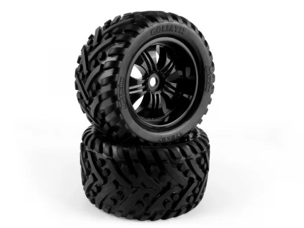 HPI Goliath Tyres Pre Mounted on 3251 Tremor Black Wheels (2)