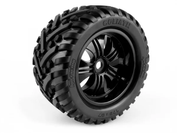 HPI Goliath Tyres Pre Mounted on 3251 Tremor Black Wheels (2)