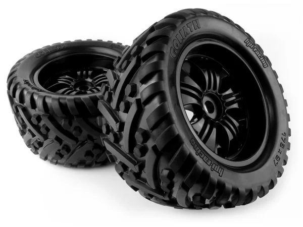 HPI Goliath Tyres Pre Mounted on 3251 Tremor Black Wheels (2)