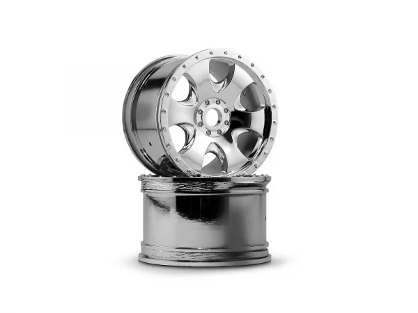 Warlock Wheel Chrome 83x56mm - 17mm Hex for Savage X / Hellfire - 2 Pcs