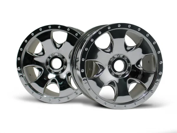 Warlock Wheel Chrome 83x56mm - 17mm Hex for Savage X / Hellfire - 2 Pcs