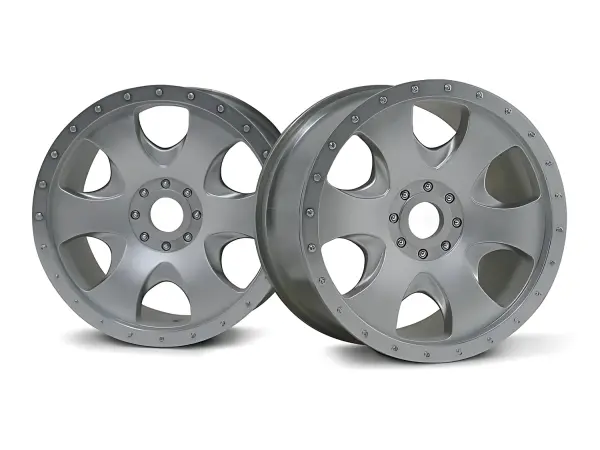 Warlock Wheel Matt Chrome 83x56mm - 17mm Hex for Savage X / Hellfire - 2 Pcs — image 1 of 3