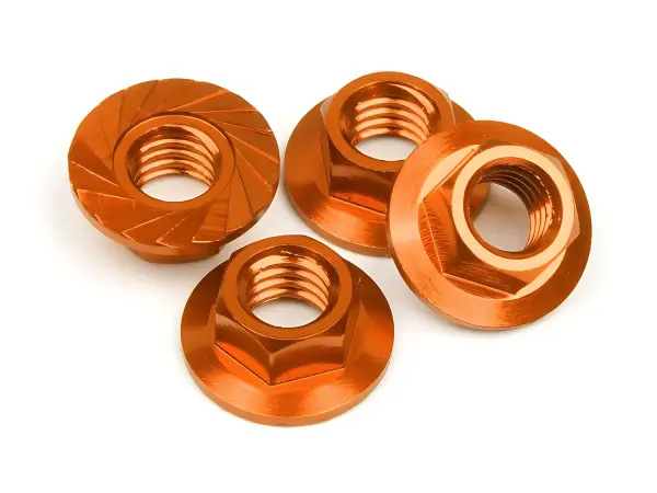 Serrated Flange Nut M4 (Orange/4pcs)