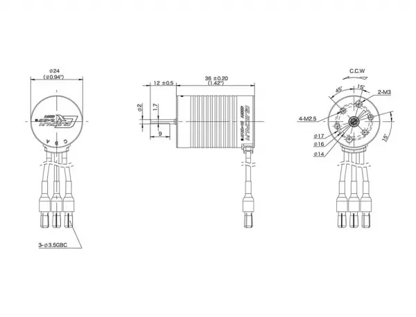 Hobbywing Quicrun 2435-4500KV G3 Motor (1:16 - 1:18) - 2.0mm Shaft — image 8 of 8
