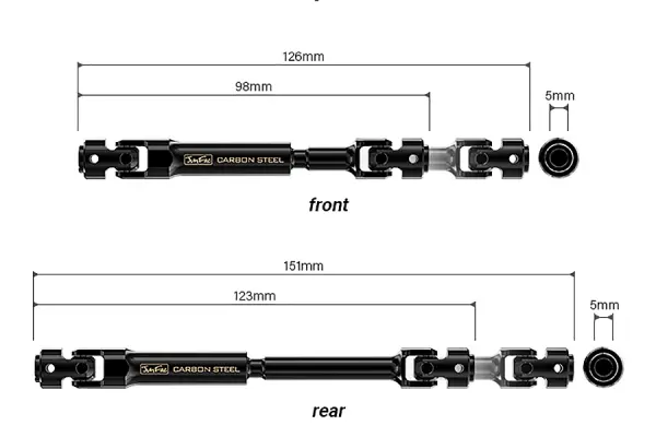 GMade - Junfac Scale SCX10 II Kit Univ Shaft 288-313mm W/B Hard Steel — image 5 of 5
