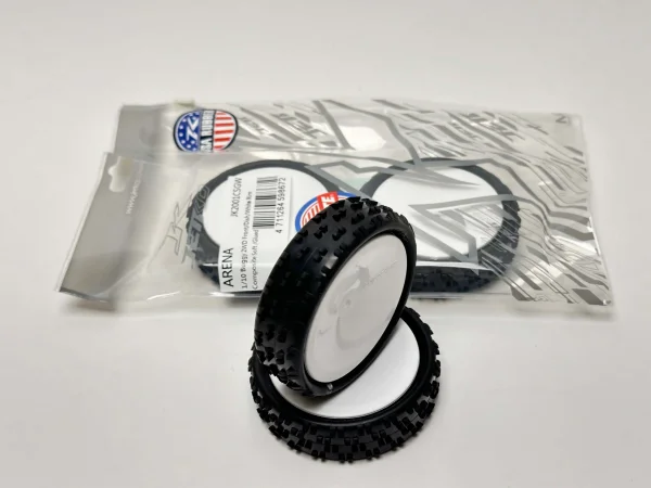 Jetko Arena 1:10 Buggy Tyres on White Wheels - Soft - 2WD Front (2)