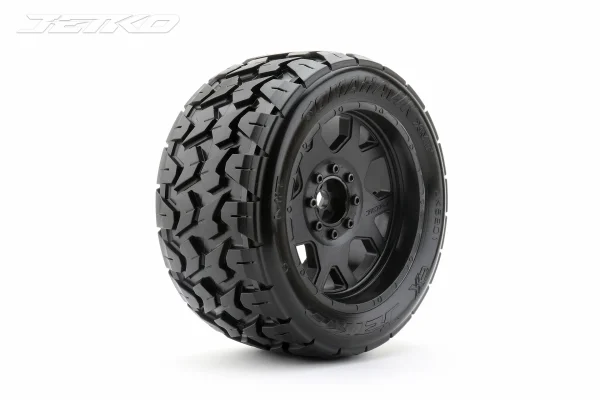 Jetko EX Tomahawk Belted XMT Tyres on Black 24mm Hex Wheels (2)