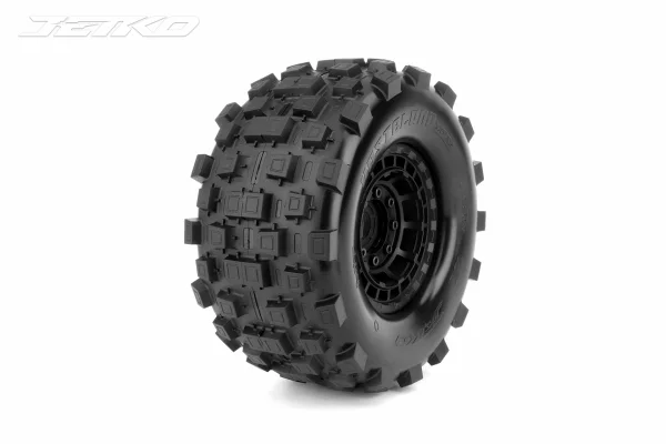 Jetko Extreme Wasteland XMT Belted Tyres Mounted on Black 24mm Hex Wheels (X-MAXX/Kraton 8S) (2)