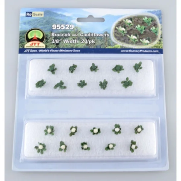 JTT 95529 Broccoli & Cauliflower, 3/8 width, HO-Scale, (20 per pack)