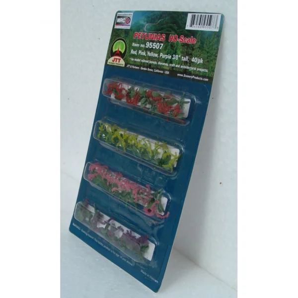JTT 95550 Petunias Assorted, 3/8, HO-Scale, (30 per pack)