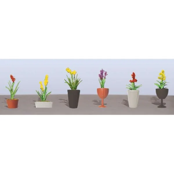 JTT 95568 Assorted Potted Flower Plants 2, O-Scale, (6 pack)