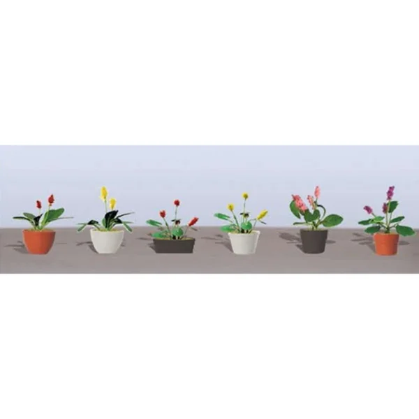 JTT 95569 Assorted Potted Flower Plants 3, HO-Scale, (6 pack)